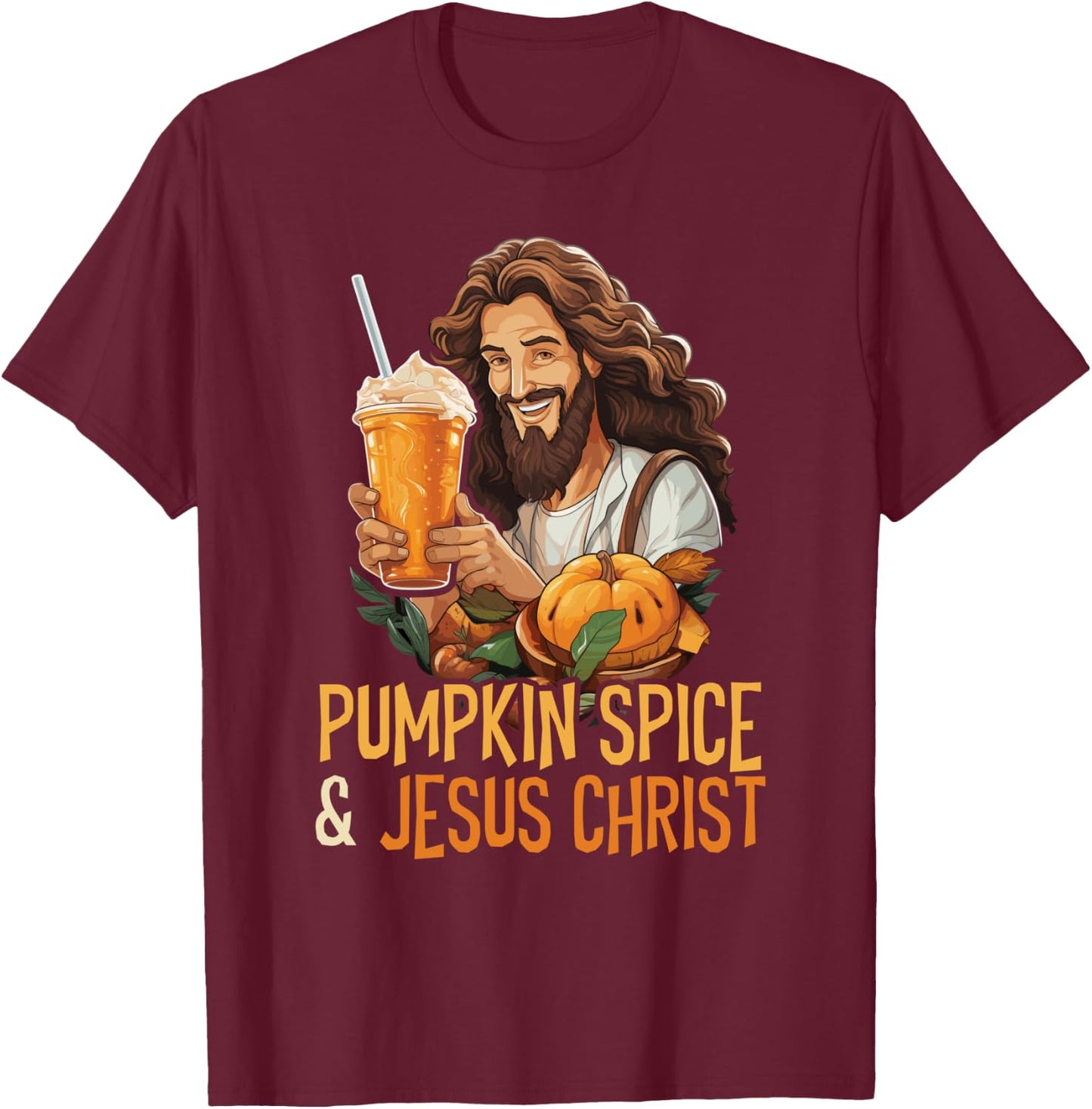 Pumpkin Spice Latte Autumn Food Flavored Drink T-Shirt - T-Shirt | Maroon
