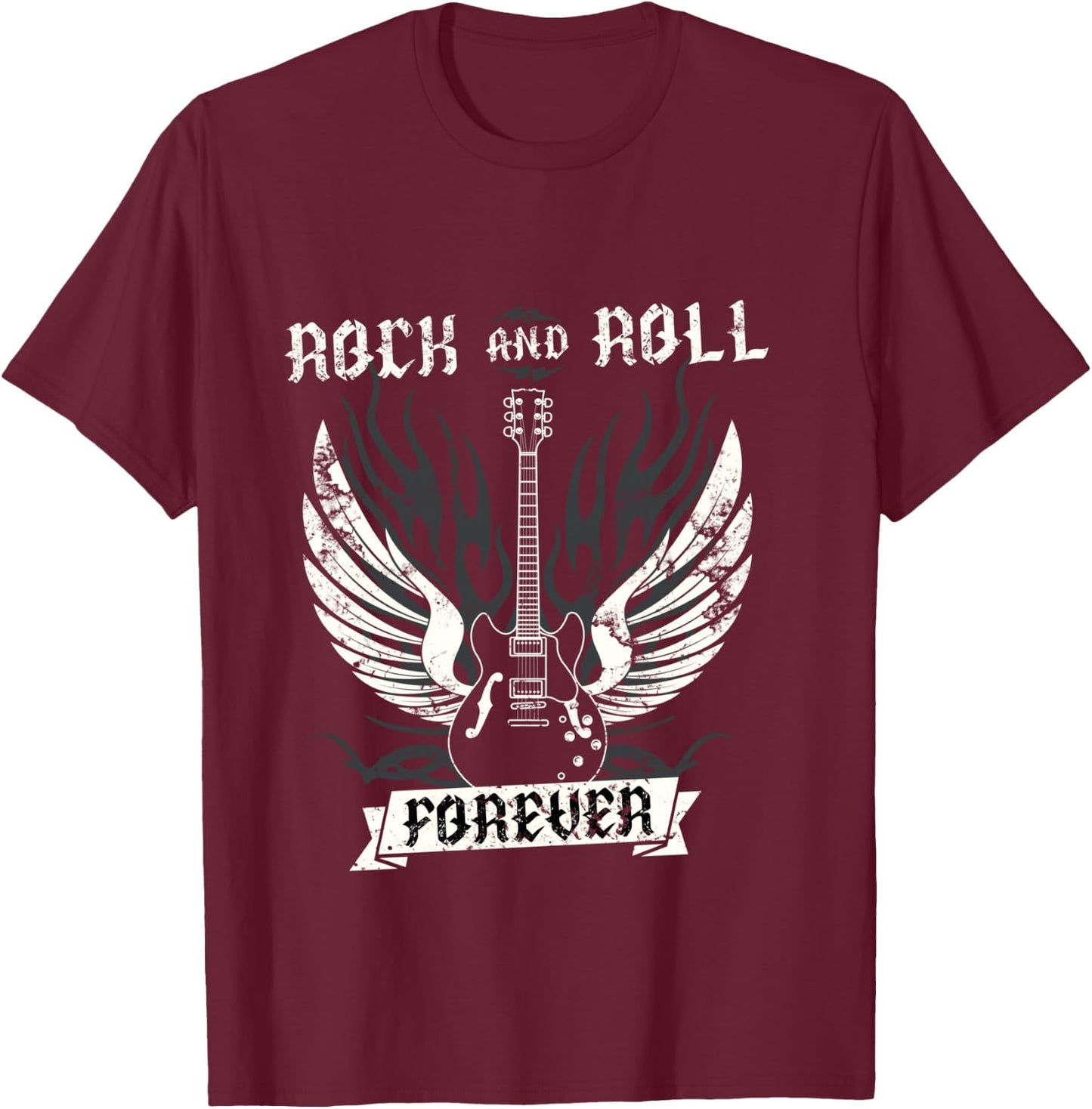 Guitar Wings 70s Vintage Retro 80s Rock & Roll Music T-Shirt - T-Shirt | Maroon