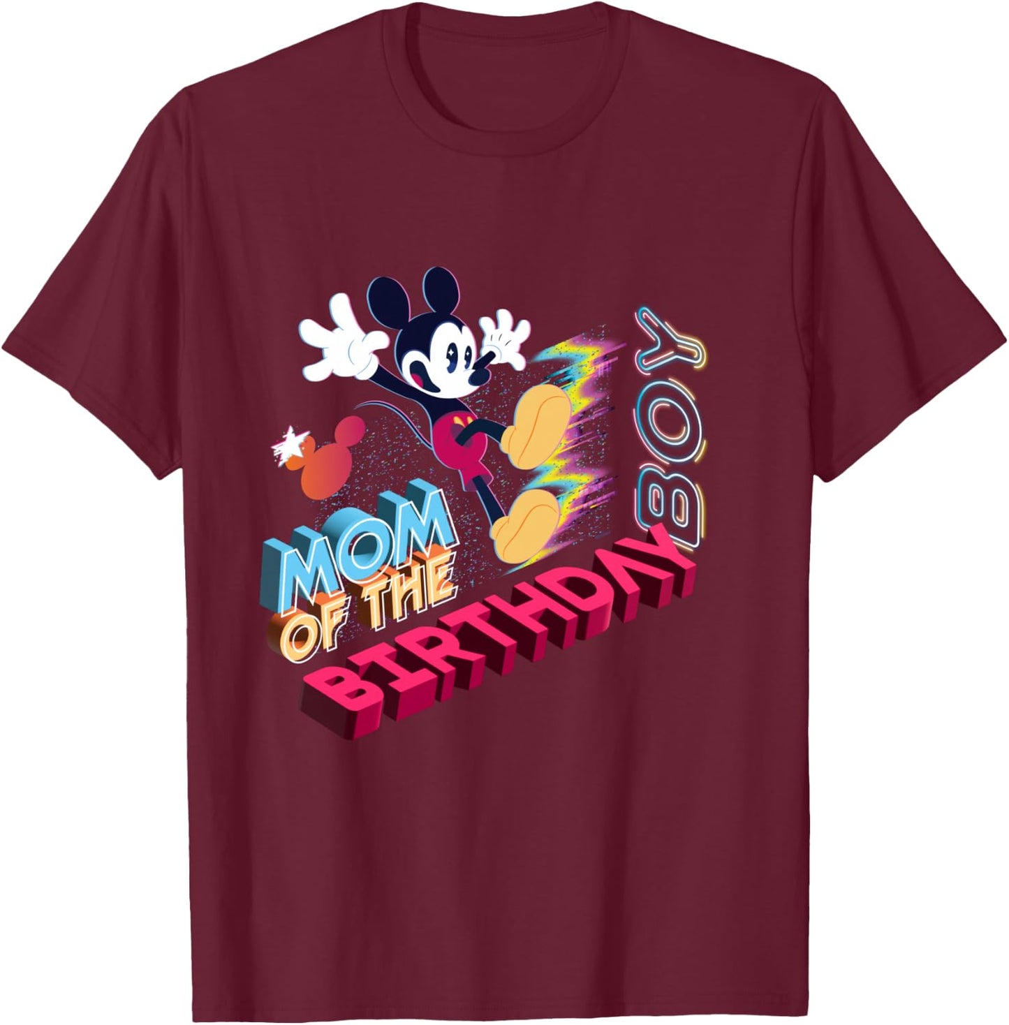 Disney Mickey Mouse Family Star Mom of the Birthday Boy T-Shirt - T-Shirt | Maroon