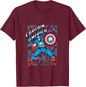 Marvel Comics Retro Classic Captain America Comic Book Cover T-Shirt - T-Shirt | Maroon