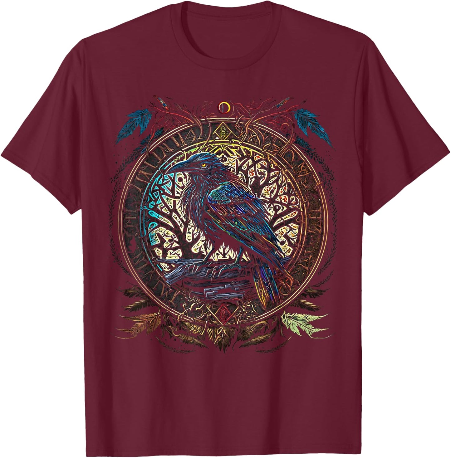 Odin's Raven Northman Valhalla Norse Mythology T-Shirt - T-Shirt | Maroon