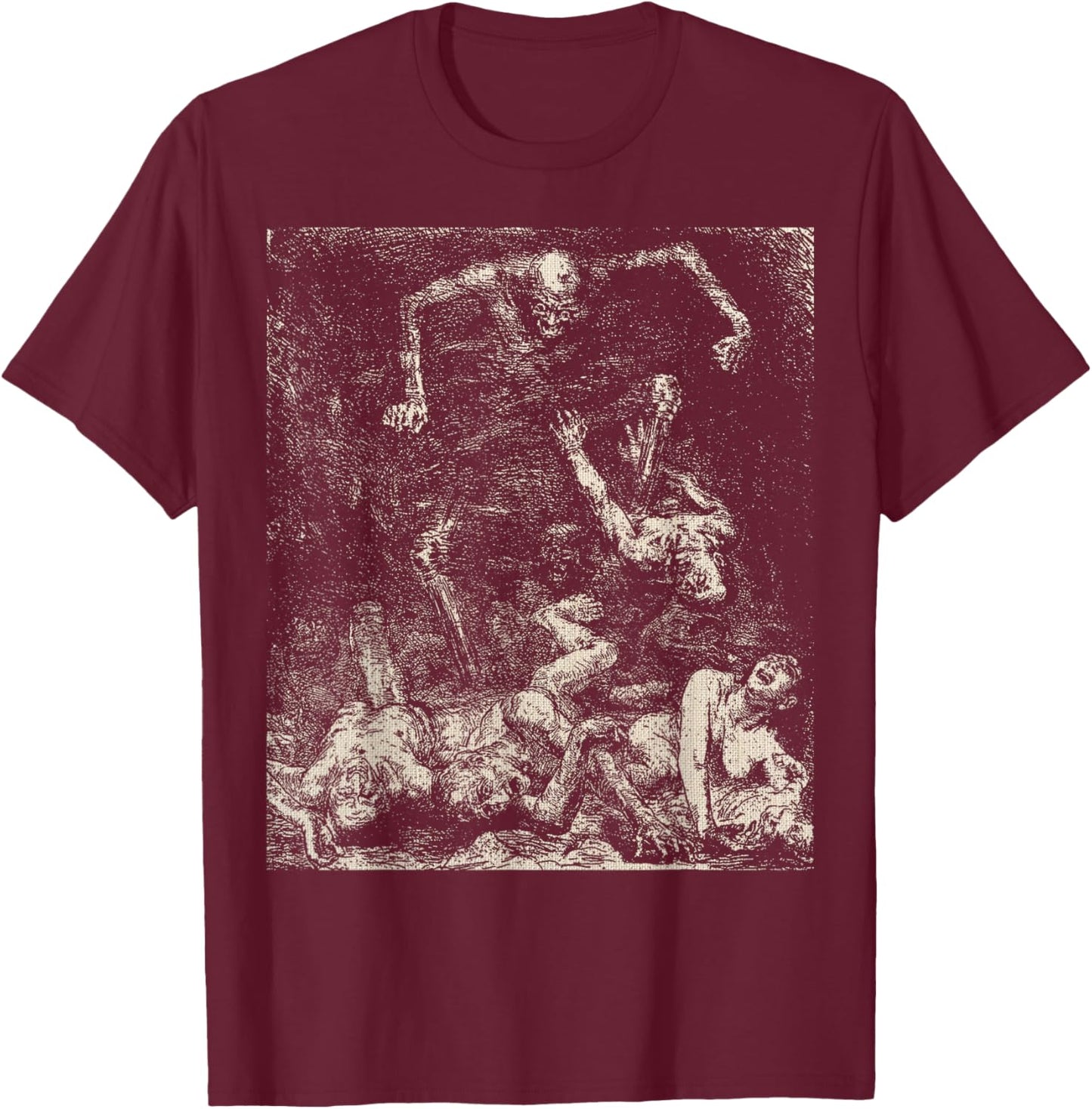 Retro Halloween Evil Demon Rise From the Dead Creepy Macabre T-Shirt - T-Shirt | Maroon