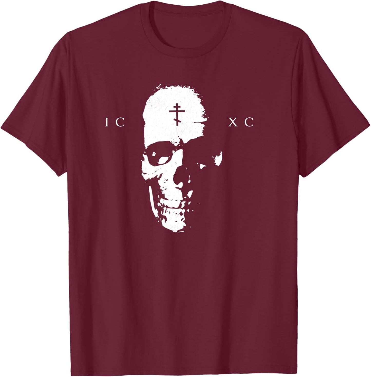 ICXC, Orthodox Christian Skull T-Shirt - T-Shirt | Maroon