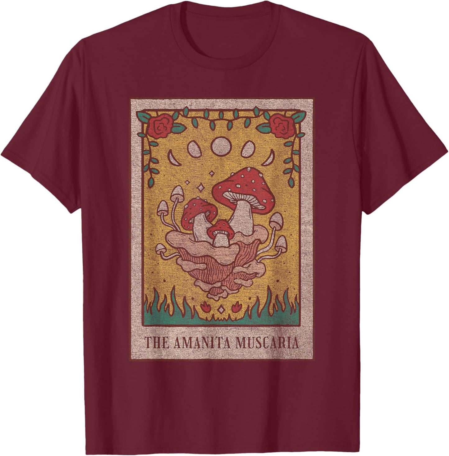 Fairy Grunge Fairycore Aesthetic Mushroom Tarot Alt Clothes Small T-Shirt - T-Shirt | Maroon