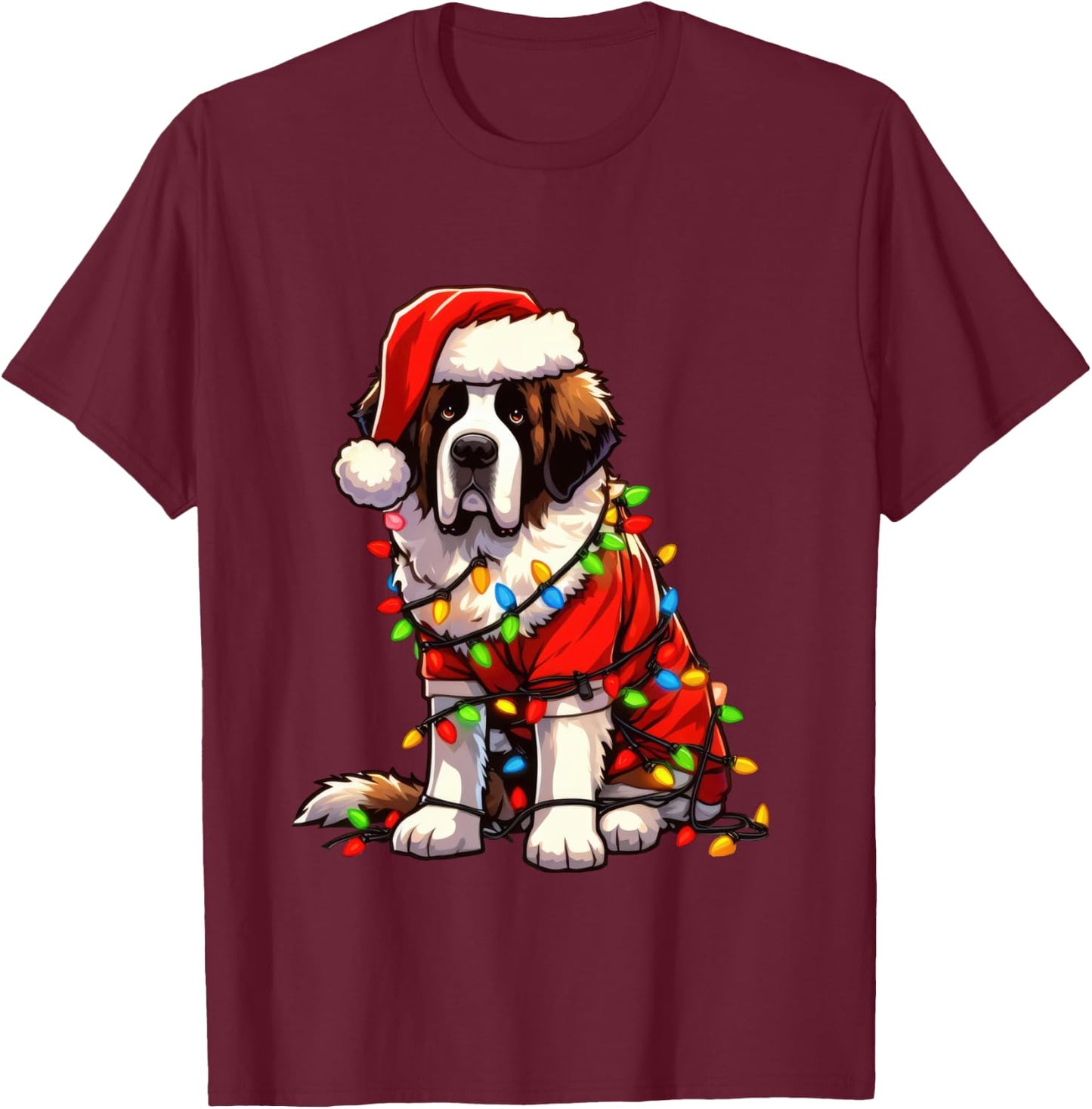 Saint Bernard Christmas Costume For Lover Dog T-Shirt - T-Shirt | Maroon