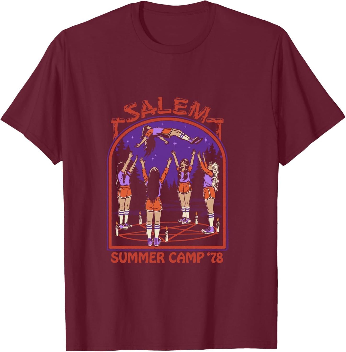 Steven Rhodes Salem Witch Summer Camp '78 Retro Dark Humor T-Shirt - T-Shirt | Maroon