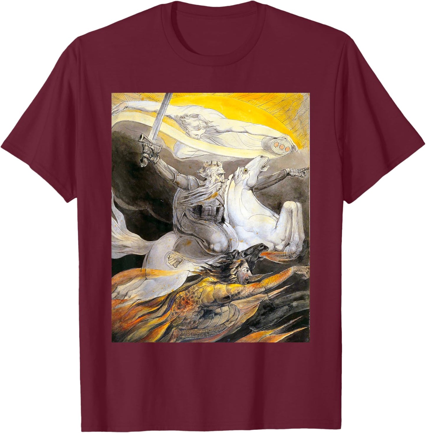 Death on a Pale Horse William Blake Romanticism Art T-Shirt - T-Shirt | Maroon