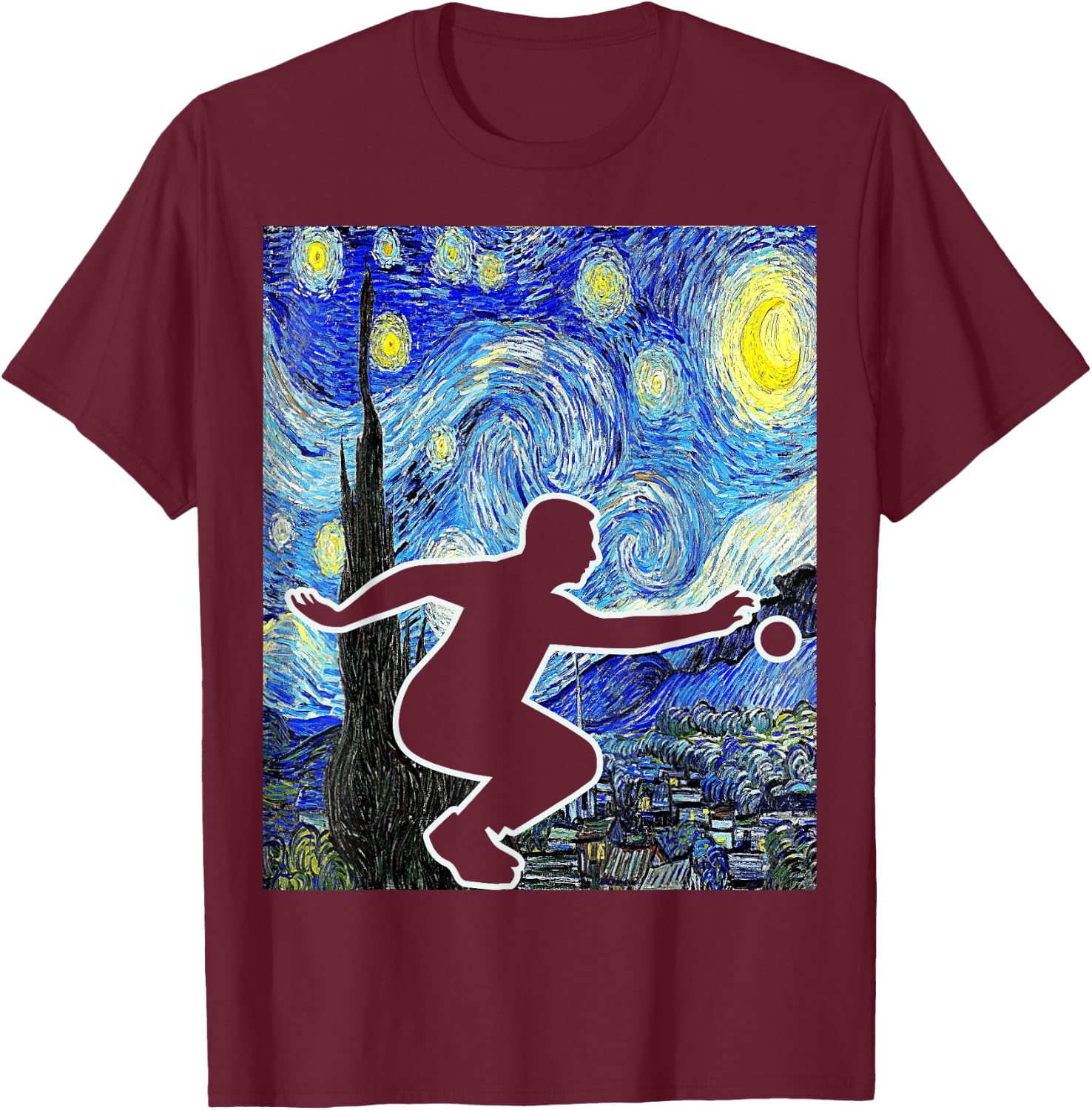 Bocce Starry Night Bocce Player Petanque Lover T-Shirt - T-Shirt | Maroon