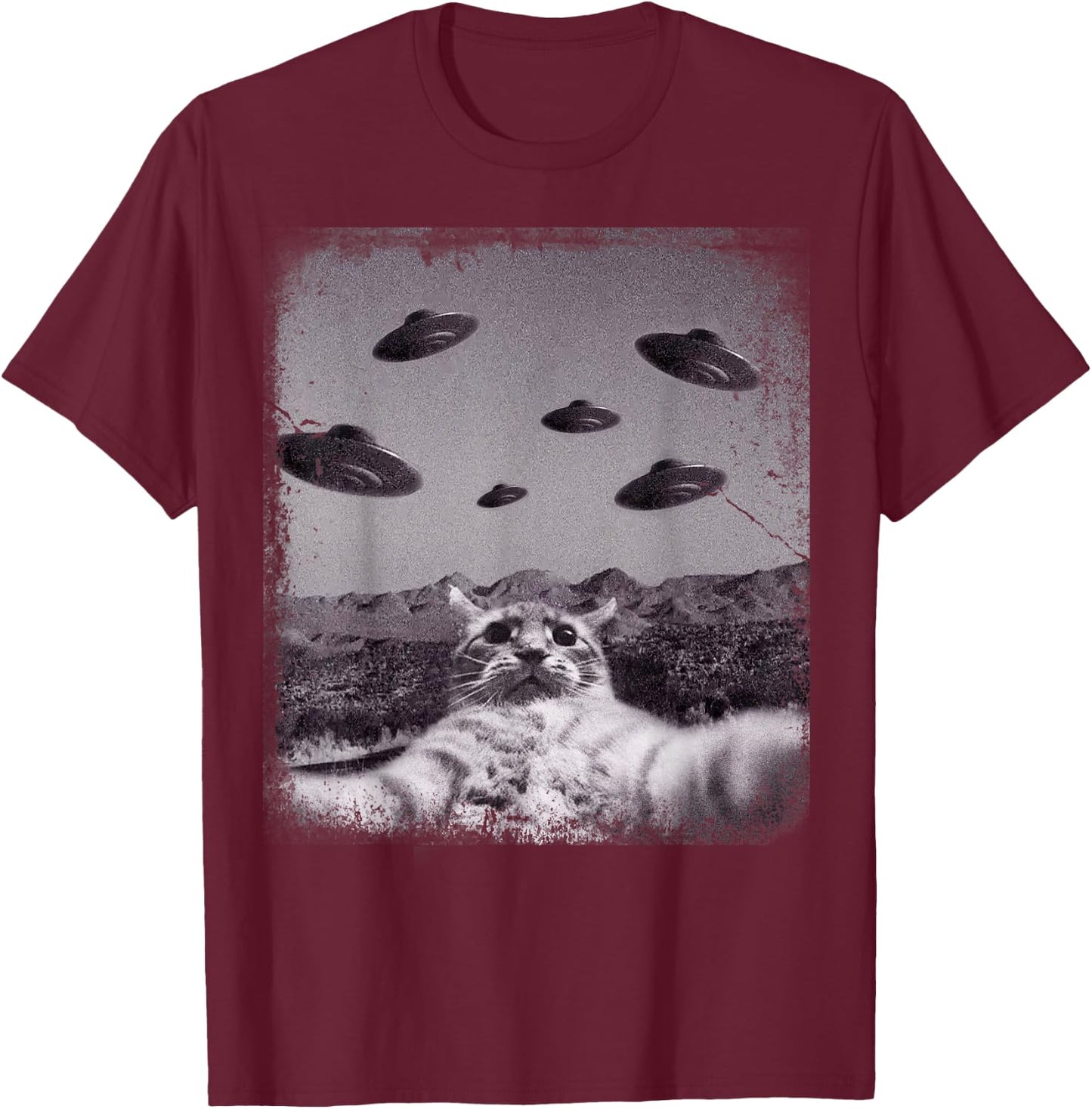 Alien UFO Cat Meme Women Kids T-Shirt - T-Shirt | Maroon