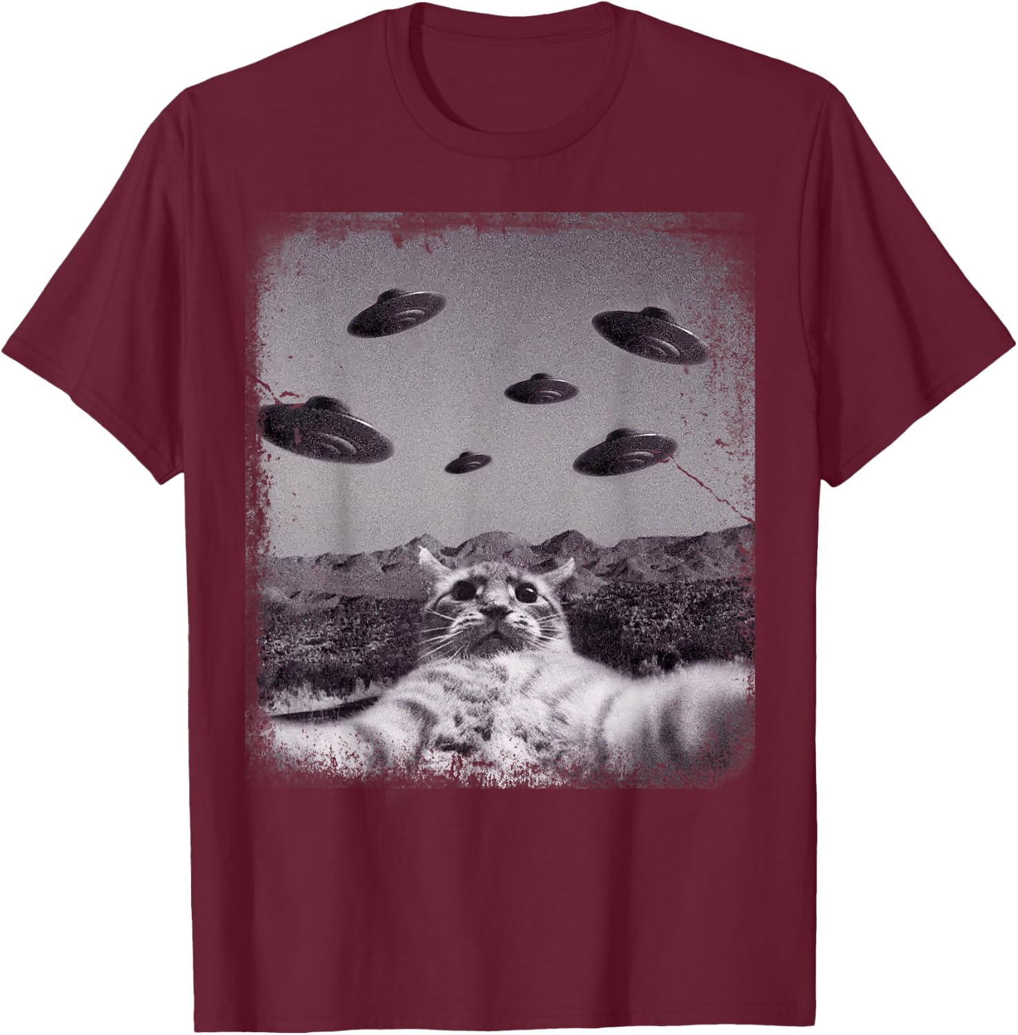 Alien UFO Cat Meme Women Kids T-Shirt - T-Shirt | Maroon