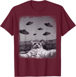 Alien UFO Cat Meme Women Kids T-Shirt - T-Shirt | Maroon