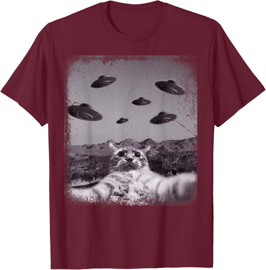 Alien UFO Cat Meme Women Kids T-Shirt - T-Shirt | Maroon