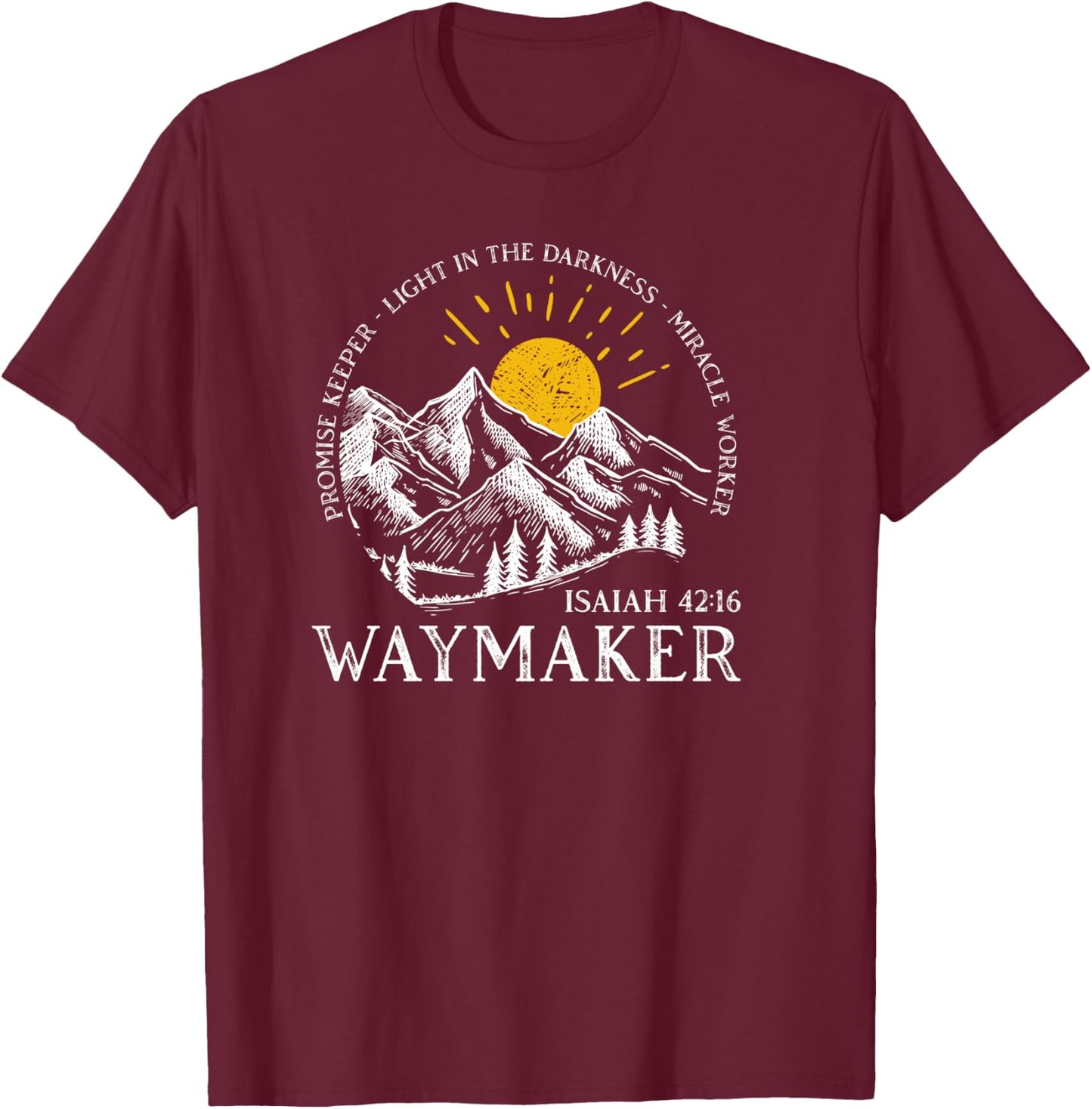 Vintage Waymaker Promise Keeper Miracle Worker Christian T-Shirt - T-Shirt | Maroon