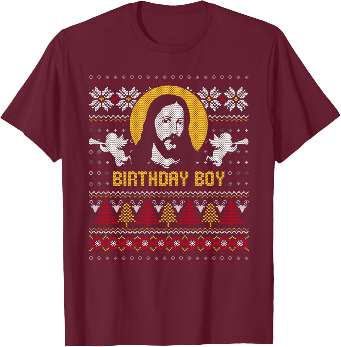 Jesus Birthday Boy Ugly Christmas Design T-Shirt - T-Shirt | Maroon