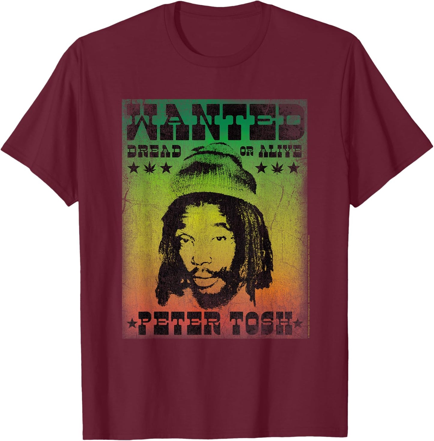 Peter Tosh Dread or Alive T-Shirt - T-Shirt | Maroon