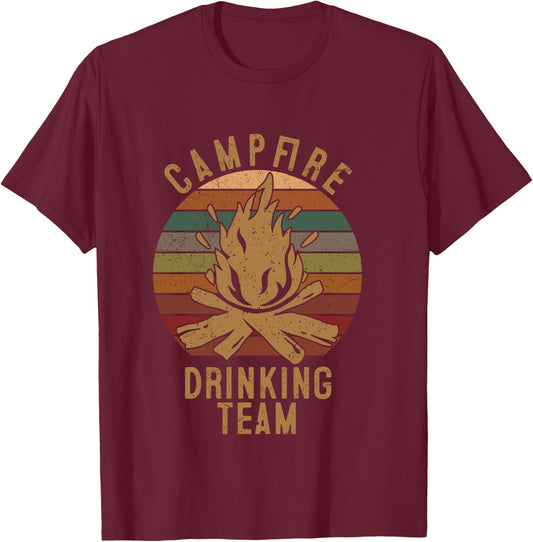Campfire Drinking Team Camping Lovers Gifts Camper T-Shirt - T-Shirt | Maroon