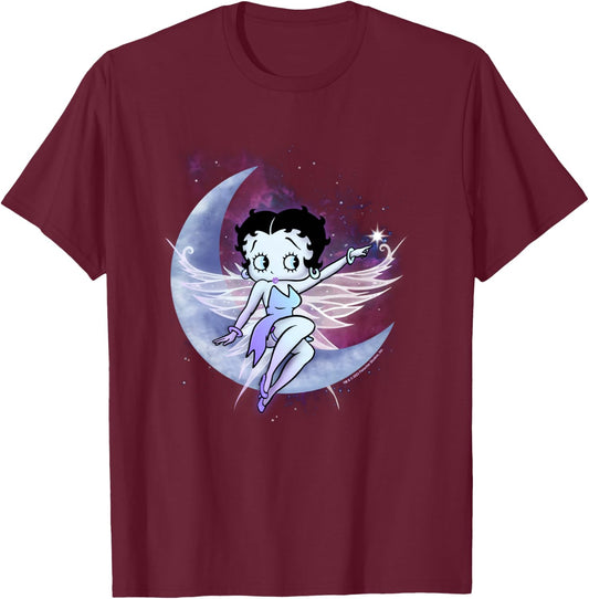 Betty Boop Moon and Star Fairy T-Shirt - T-Shirt | Maroon