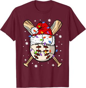 Baseball Snowman Balls Snow Christmas Xmas Women T-Shirt - T-Shirt | Maroon