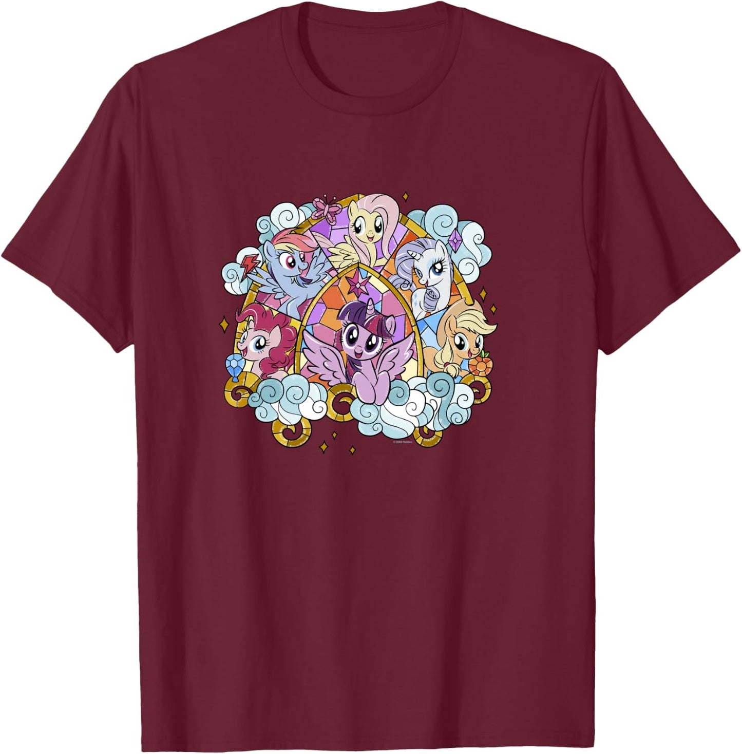 My Little Pony: Friendship Is Magic Stained Glass Pony Group T-Shirt - T-Shirt | Maroon