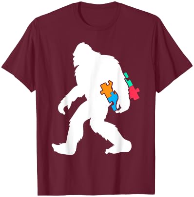 Yetti Autism Kids Jigsaw Puzzle Sasquatch T-Shirt - T-Shirt | Maroon