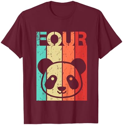 Panda 4 Birthday Boy Girl Panda 4 Year Old T-Shirt - T-Shirt | Maroon