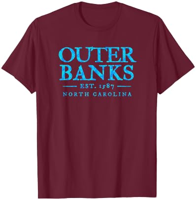 Outer Banks NC OBX Colorful Text Retro Preppy Throwback T-Shirt - T-Shirt | Maroon