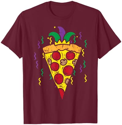 Mardi Gras Jester Pizza Funny Carnival Food Men Women Kids T-Shirt - T-Shirt | Maroon