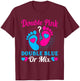 Double Pink Double Blue Mix Twin Gender Announcement Reveal T-Shirt - T-Shirt | Maroon