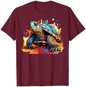 Eastern Box Turtle Lover Colorful Splash Art T-Shirt - T-Shirt | Maroon