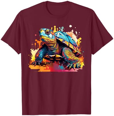 Eastern Box Turtle Lover Colorful Splash Art T-Shirt - T-Shirt | Maroon