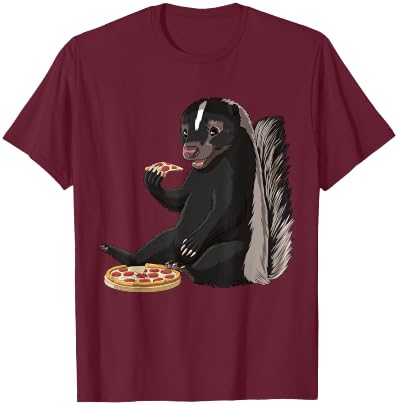 Funny Pizza Lover Skunk T-Shirt - T-Shirt | Maroon