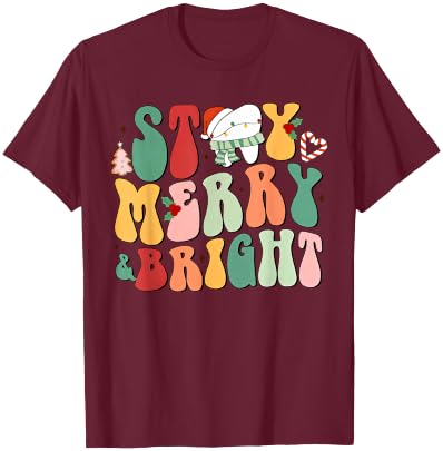 Stay Merry And Bright Christmas Tooth Dental Hygienist Xmas T-Shirt - T-Shirt | Maroon