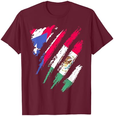Puerto Rico Flag Mexico Grown Patriot Country Stripes T-Shirt - T-Shirt | Maroon