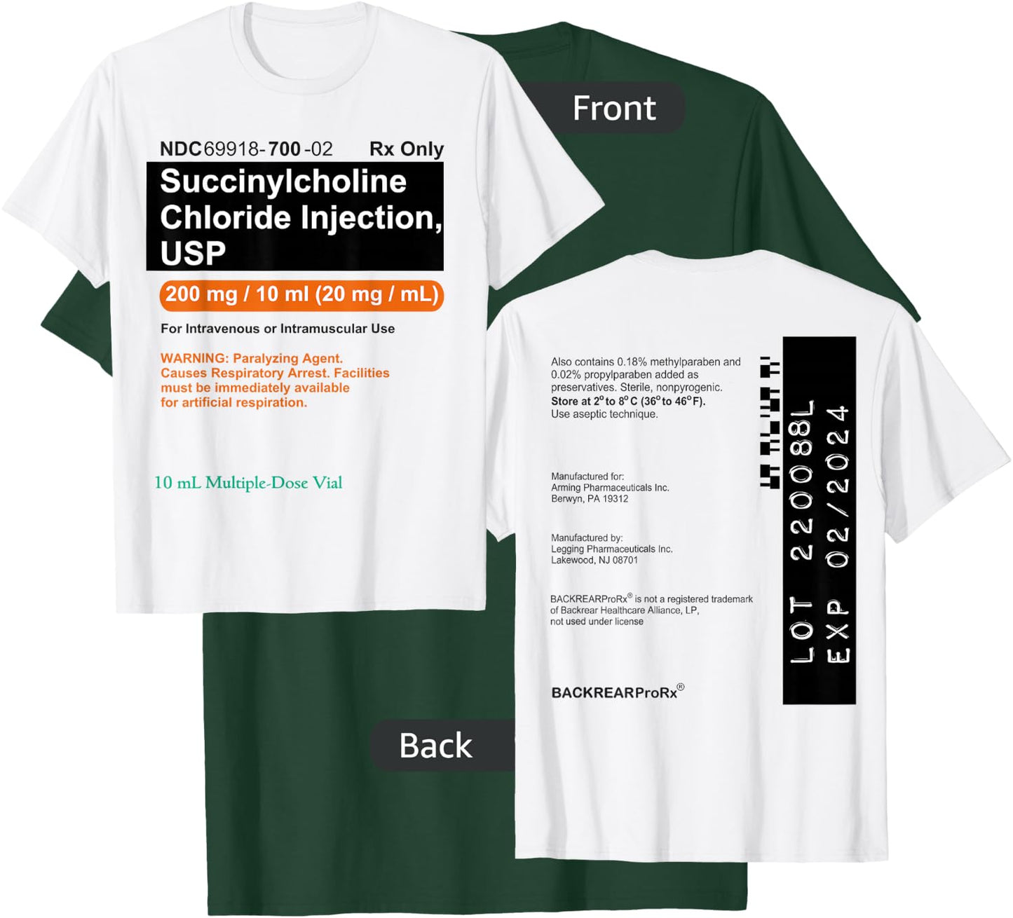Succinylcholine Sux Anesthesia CRNA Medication Paralytic T-Shirt - T-Shirt | Forest
