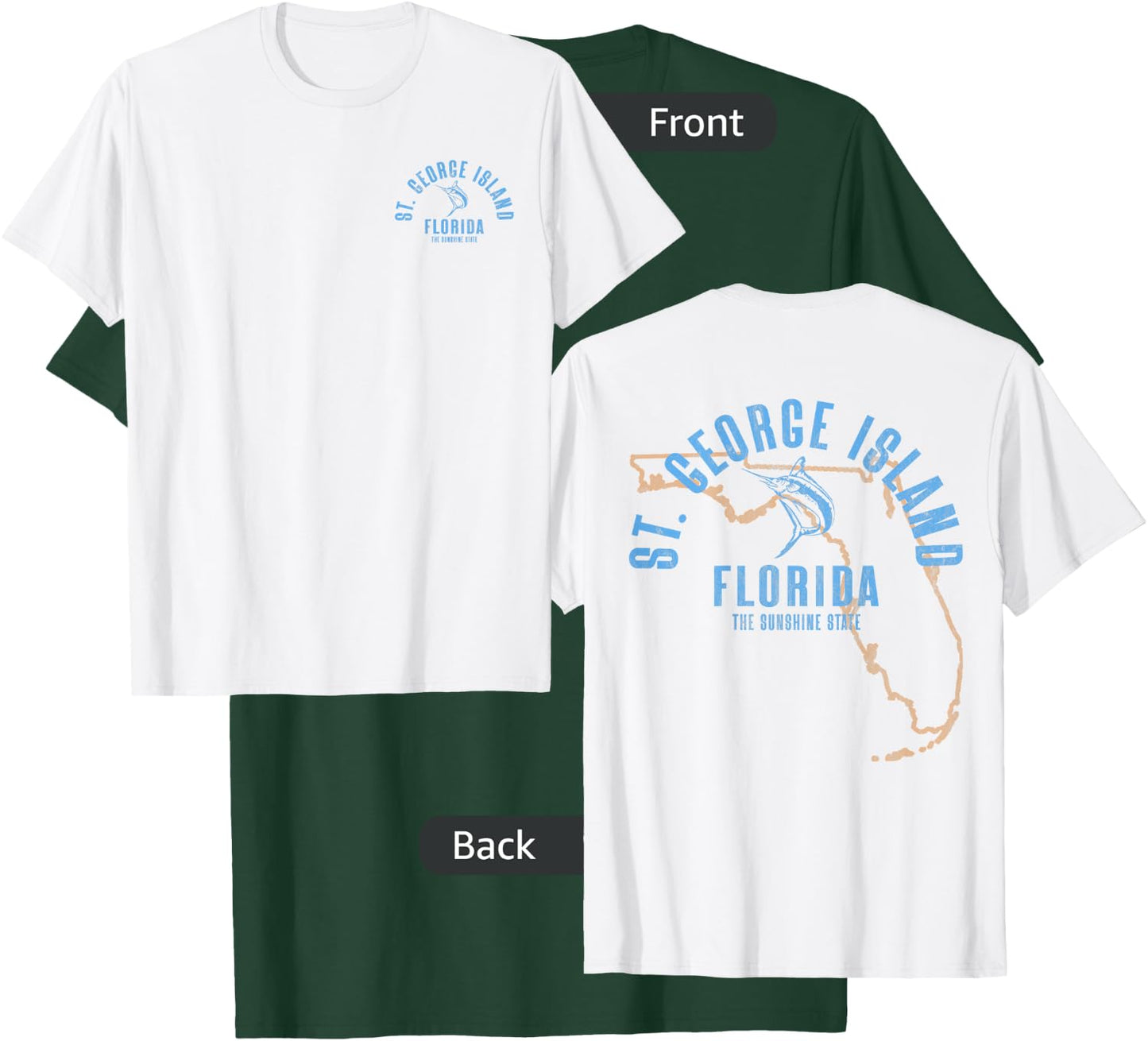 St. George Island Florida FL Vintage Beach Front & Back T-Shirt - T-Shirt | Forest