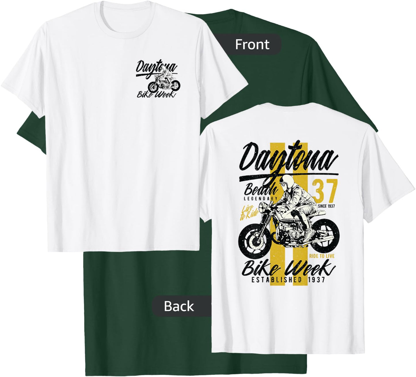 Daytona Beach Bike Week Retro Distressed Motorcycle Design Men Women Kids T-Shirt - T-Shirt | Forest
