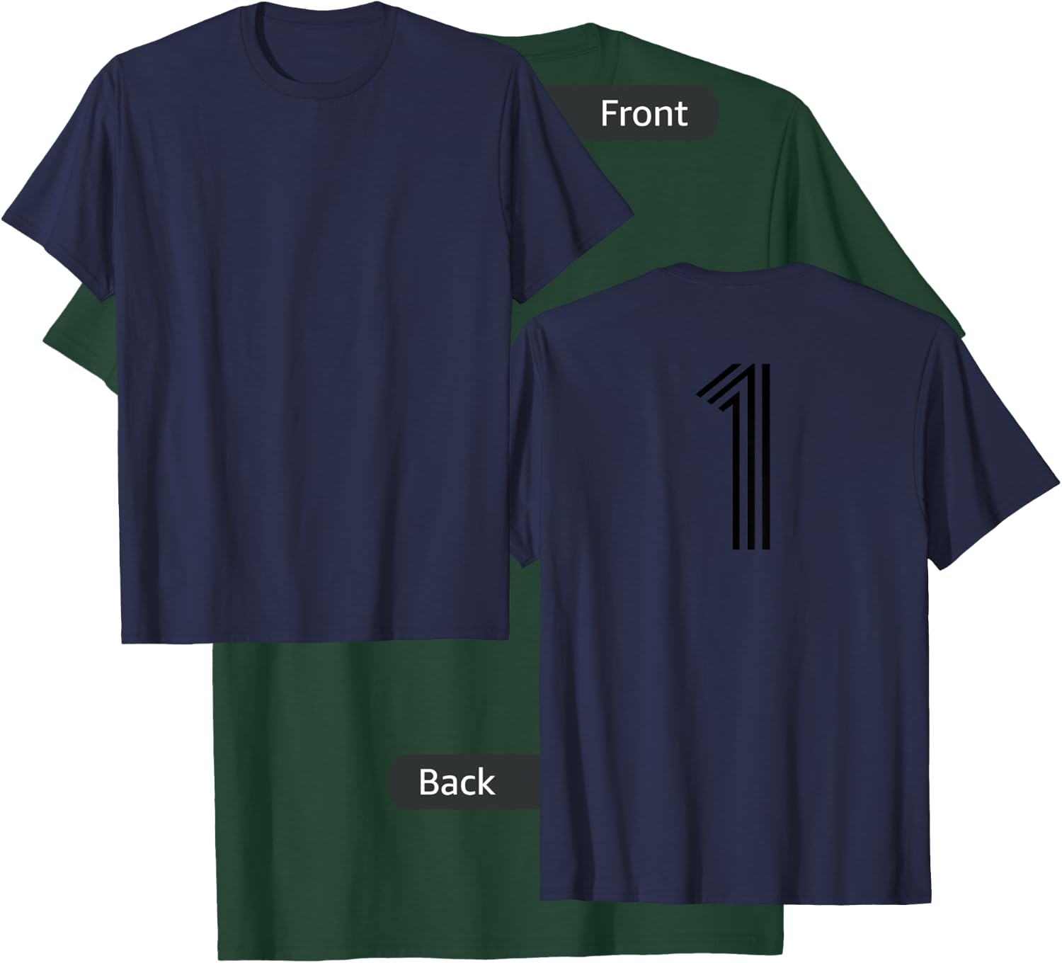 Number 1 Shirt Baseball Football Soccer Back Print Jersey T-Shirt - T-Shirt | Forest