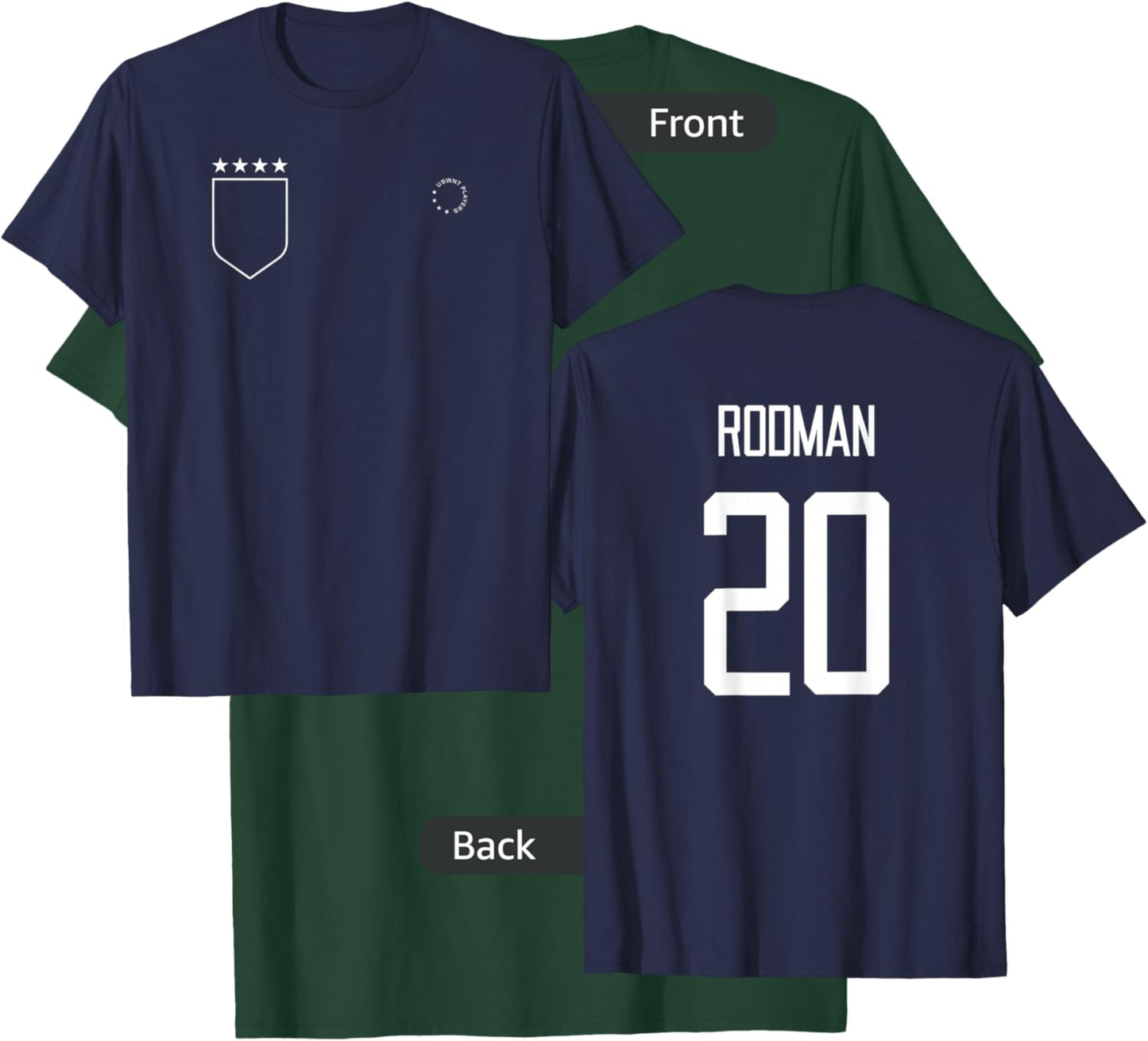 Trinity Rodman 20: Name & Number on Back - USWNT Soccer T-Shirt - T-Shirt | Forest