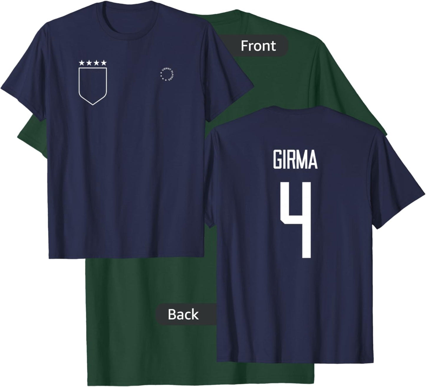 Naomi Girma 4: Name & Number on Back - USWNT Soccer T-Shirt - T-Shirt | Forest