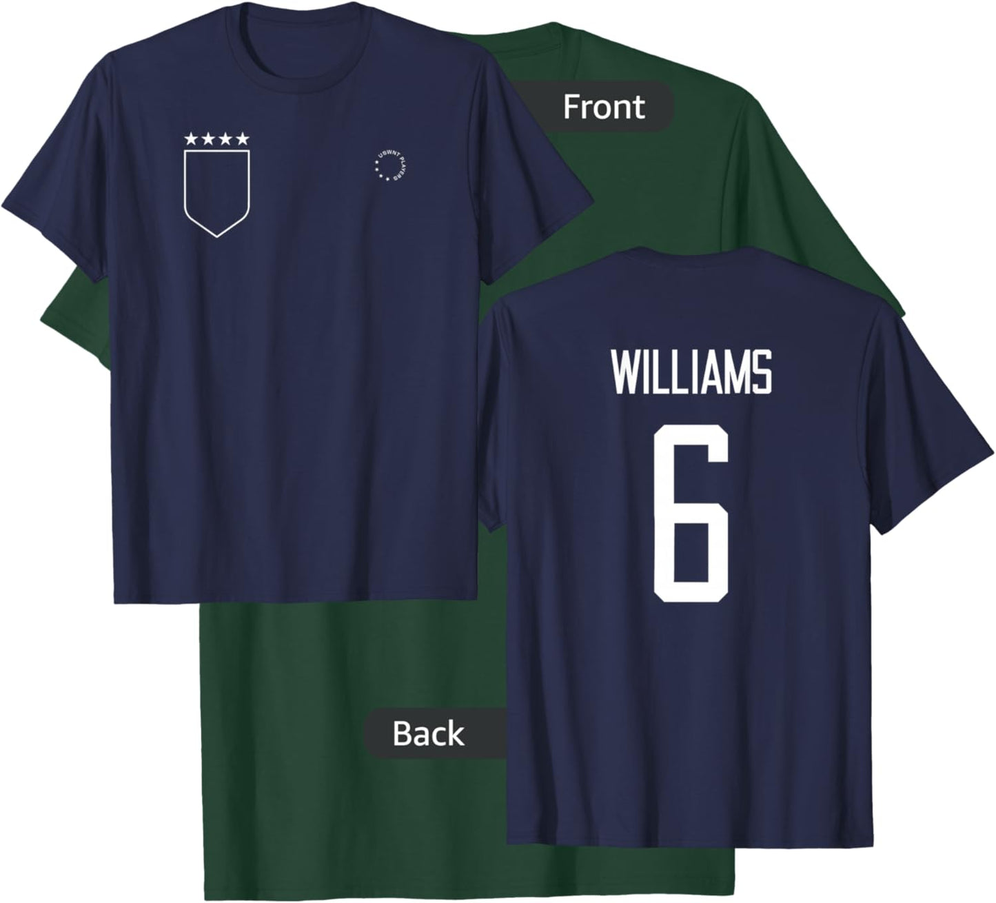 Lynn Williams 6: Name & Number on Back - USWNT Soccer T-Shirt - T-Shirt | Forest