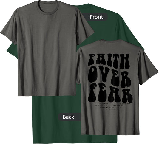 Faith Over Fear Bible Verse Aesthetic Christian T-Shirt - T-Shirt | Forest