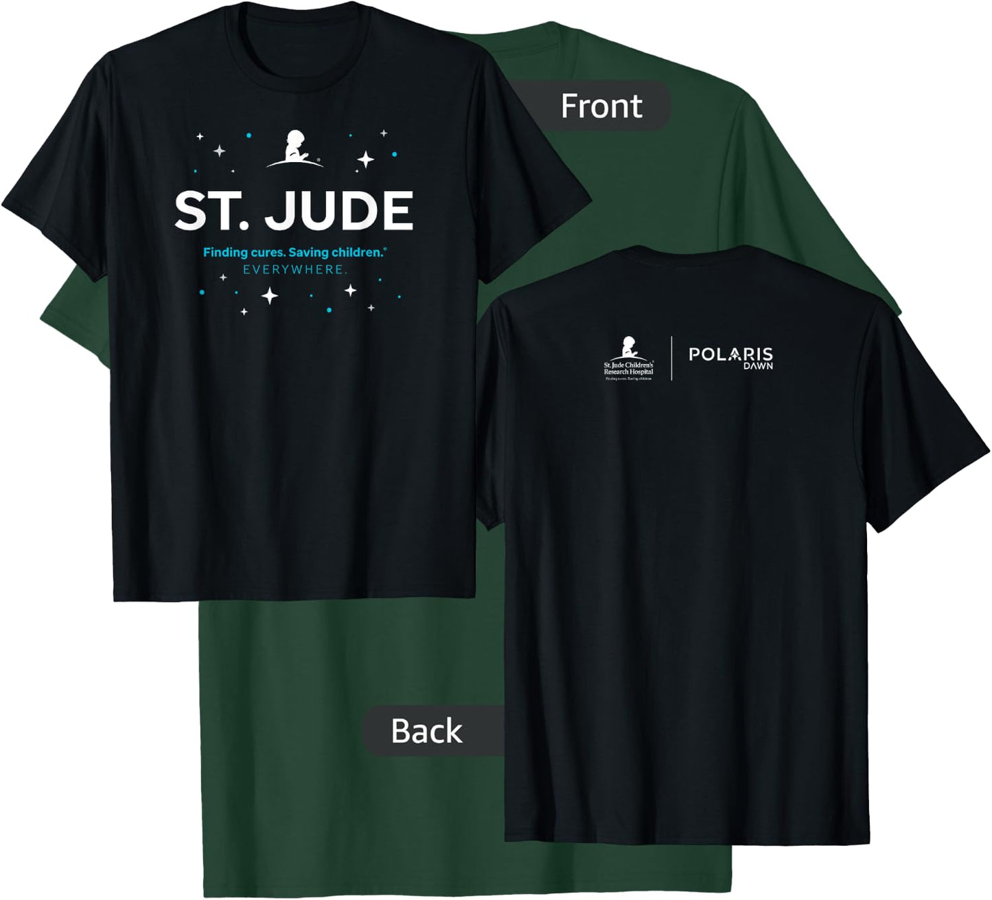 St. Jude "Finding Cures. Saving Children. EVERYWHERE" Stars T-Shirt - T-Shirt | Forest