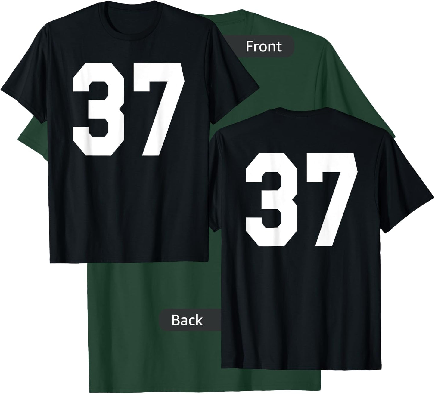Number 37 Sports Jersey Front and Back Team Player T-Shirt - T-Shirt | Forest