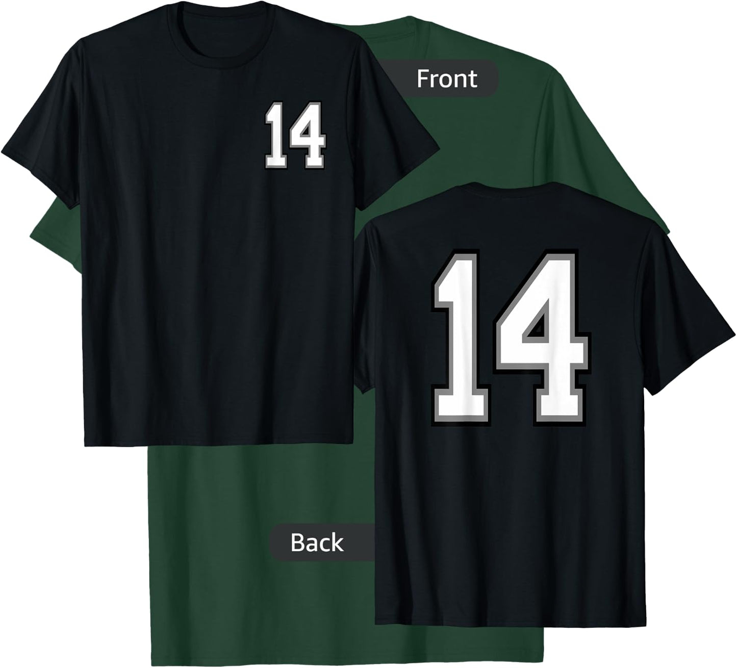 Number 14, 14 in Black, White and Gray T-Shirt - T-Shirt | Forest