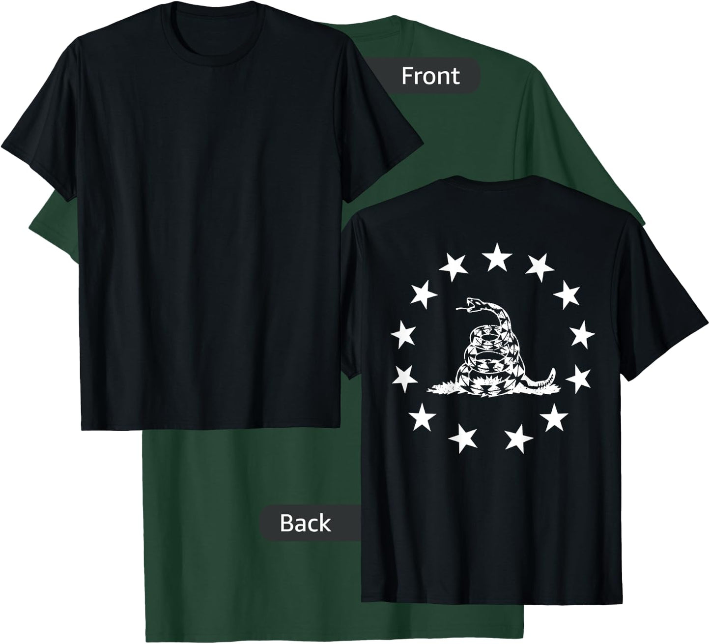 Betsy Ross Gadsden Flag (on back) T-Shirt - T-Shirt | Forest