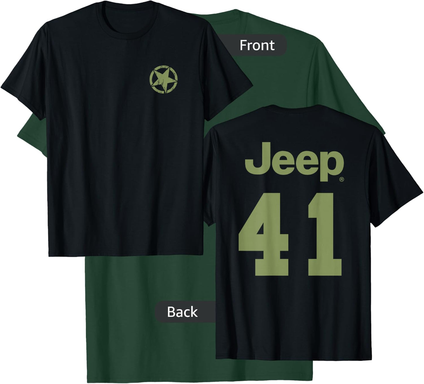 Jeep Star Jersey (Front/Back Print) T-Shirt - T-Shirt | Forest