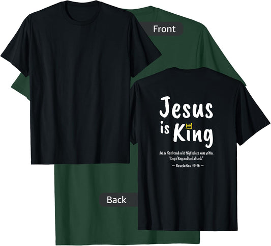 Christian Faith Revelation 19:16 Jesus Is King Christianity T-Shirt - T-Shirt | Forest