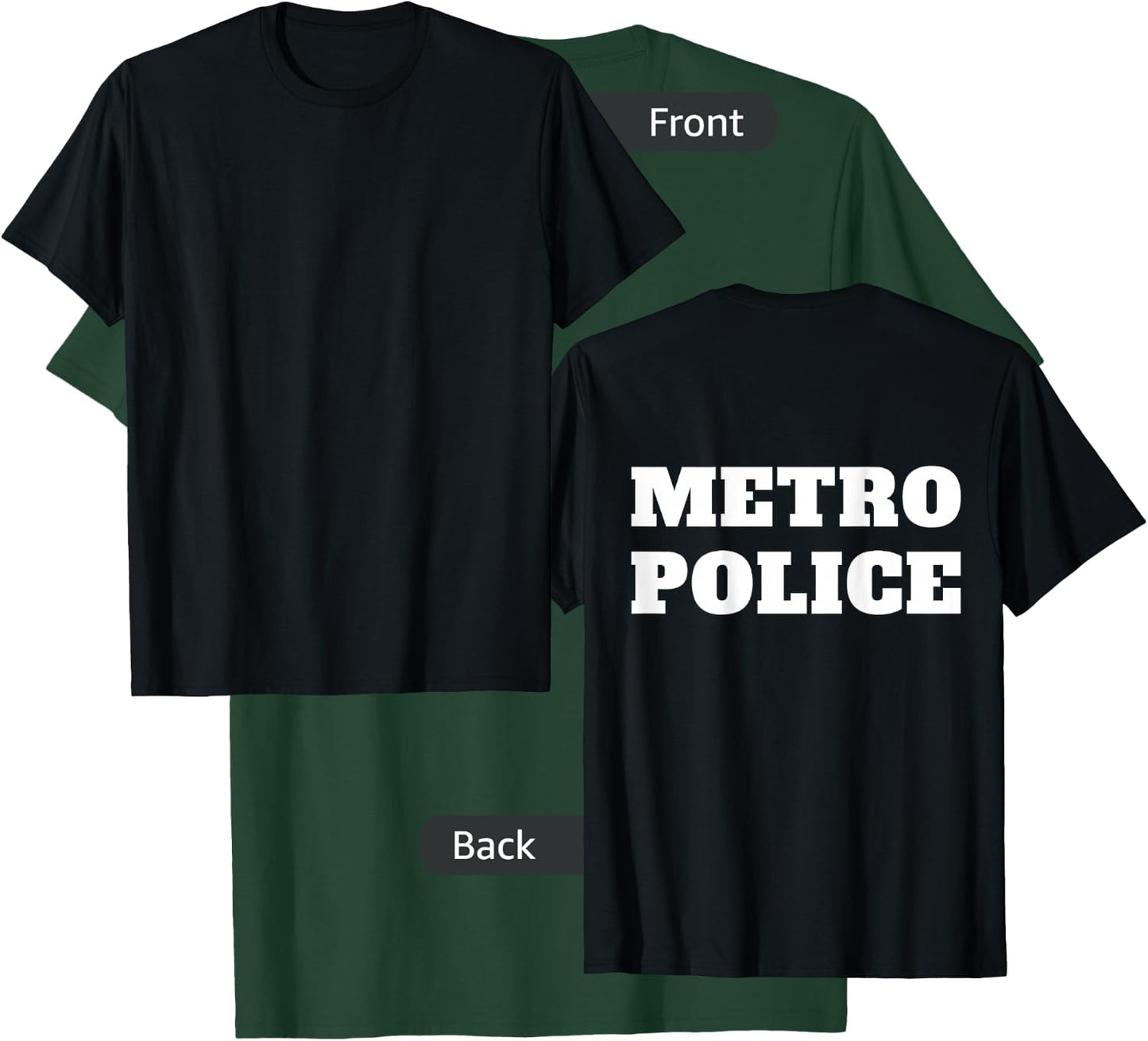 Metro Police Officer Uniform On Duty Policeman BACK PRINT T-Shirt - T-Shirt | Forest