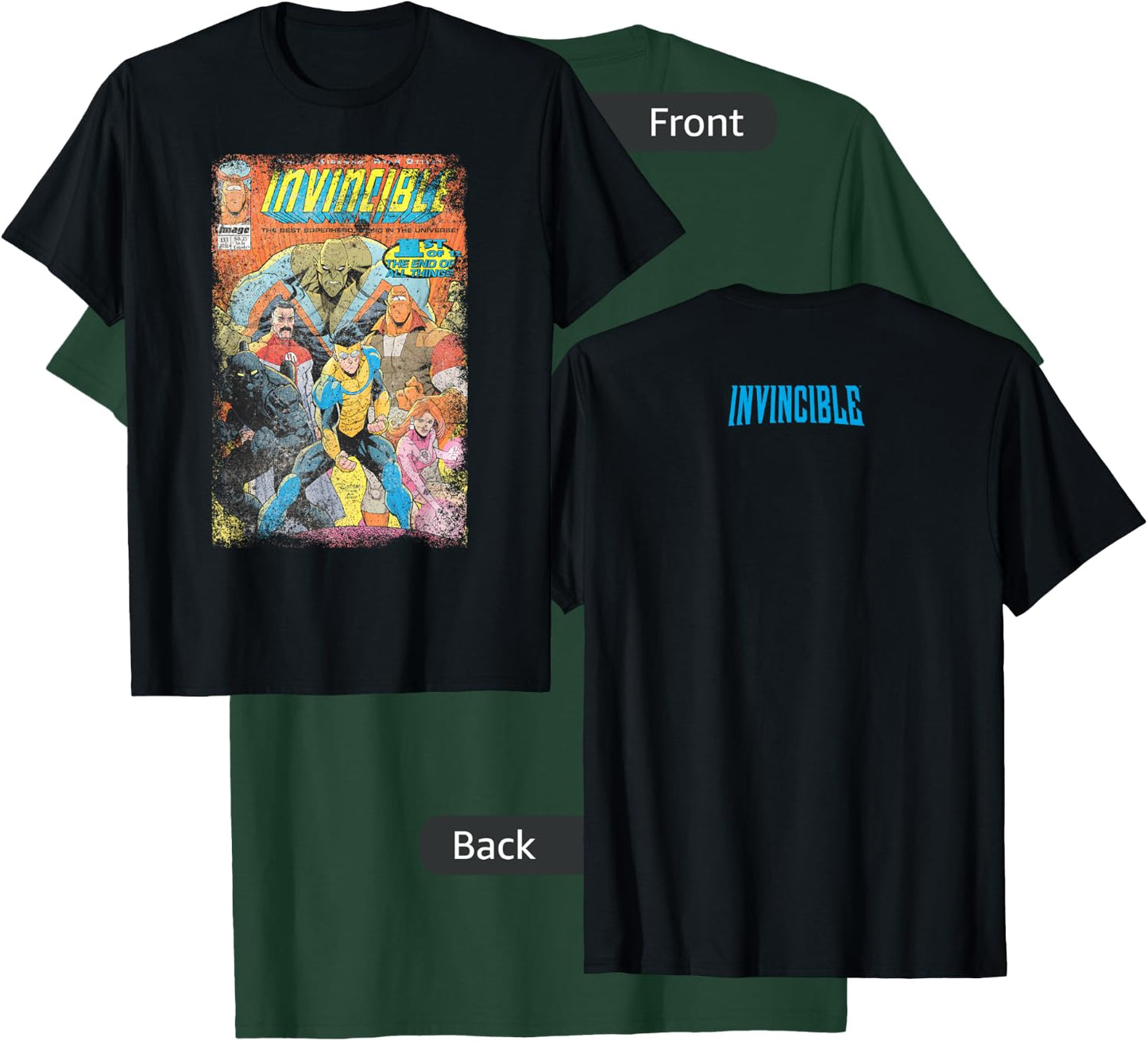 Invincible Distressed Cover - Homage T-Shirt - T-Shirt | Forest