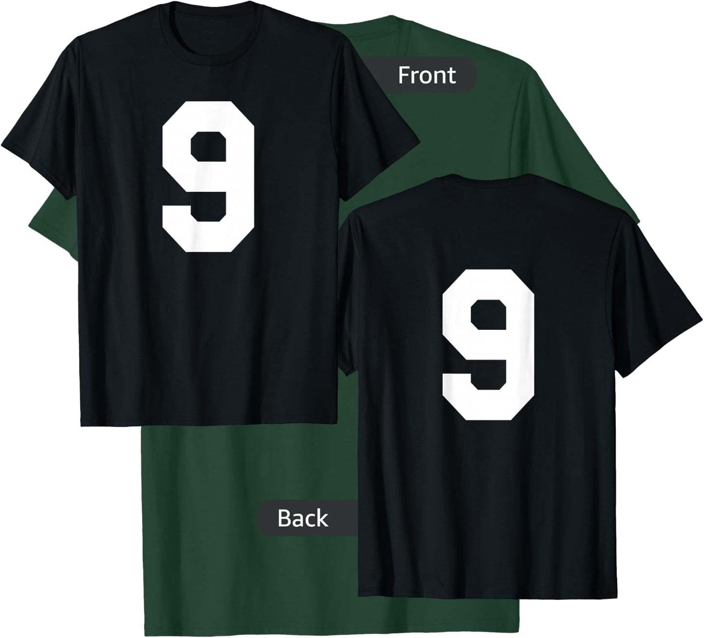 Number 9 Sports Jersey Front and Back Team Player T-Shirt - T-Shirt | Forest